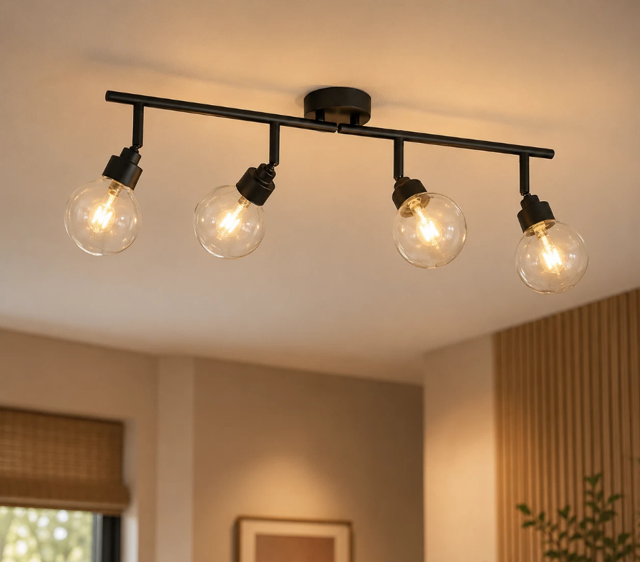 4 Light Black Spotlight Bar
