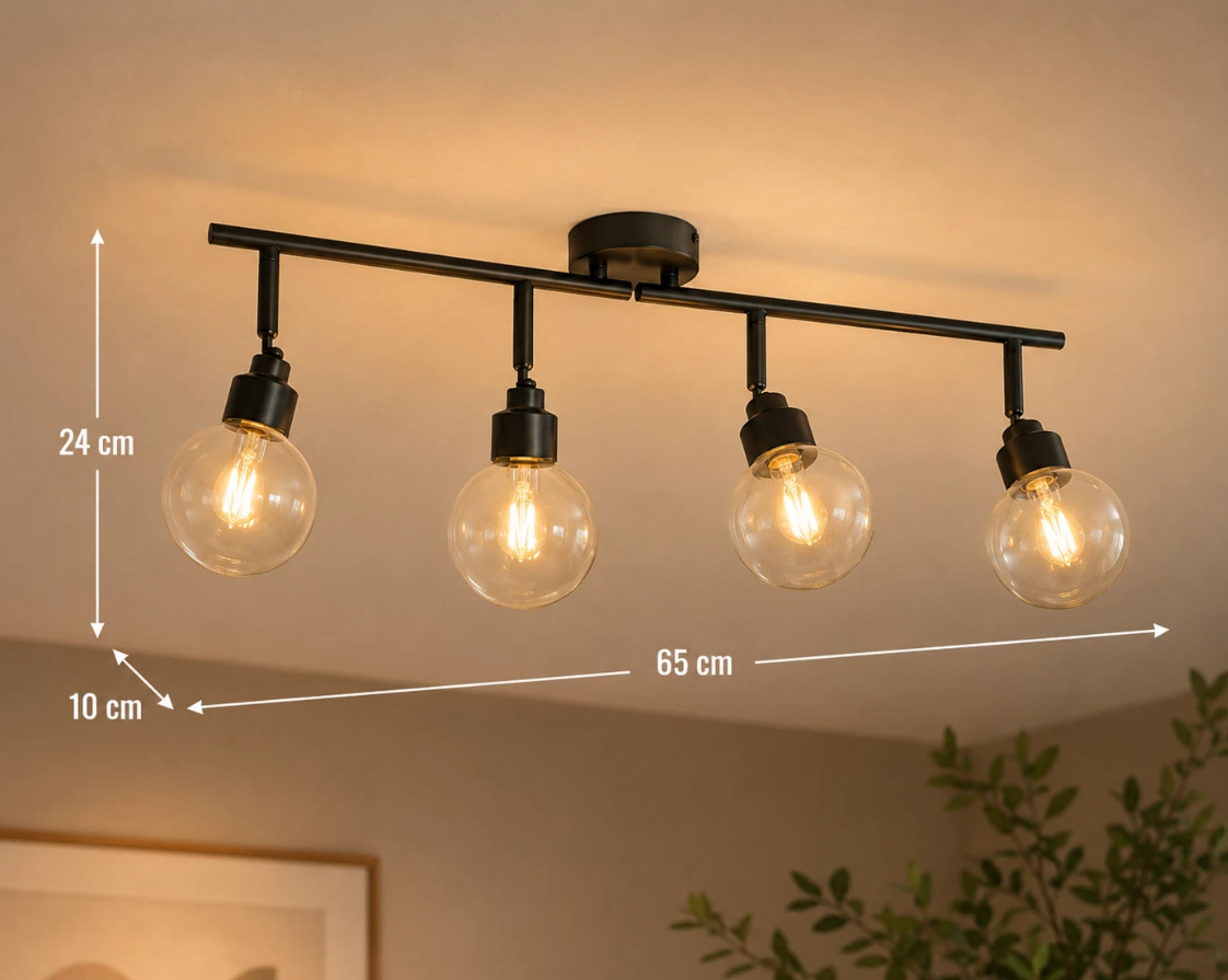 4 Light Black Spotlight Bar