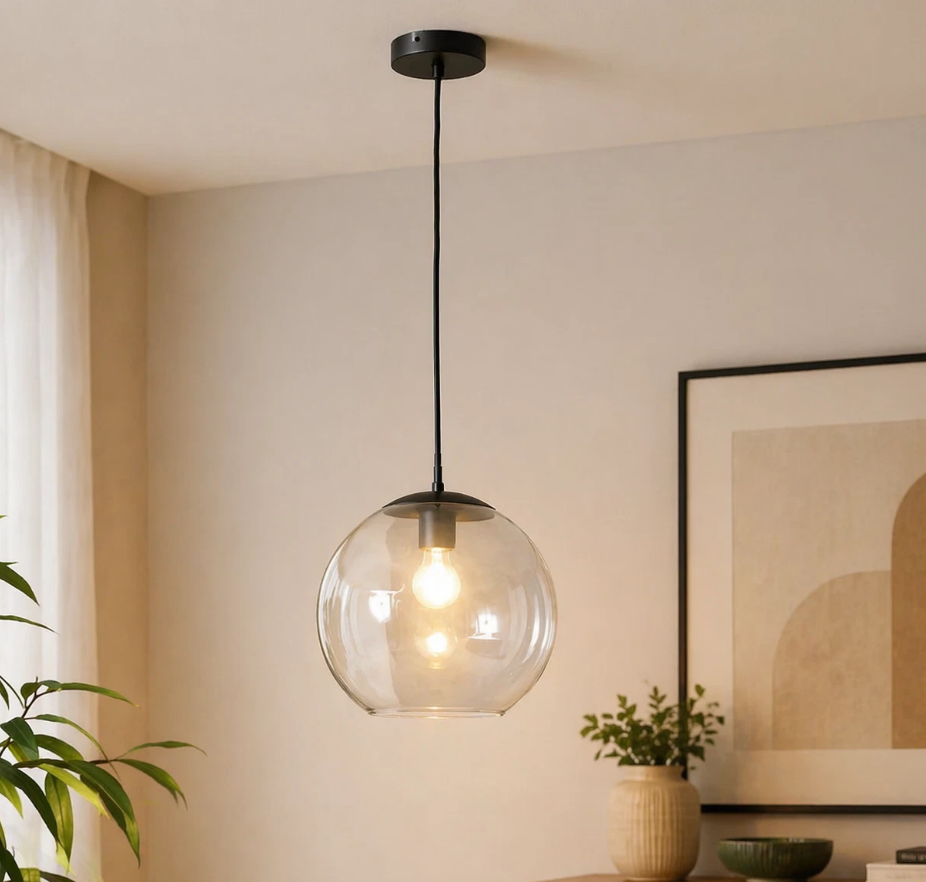 Black Glass Pendant Light
