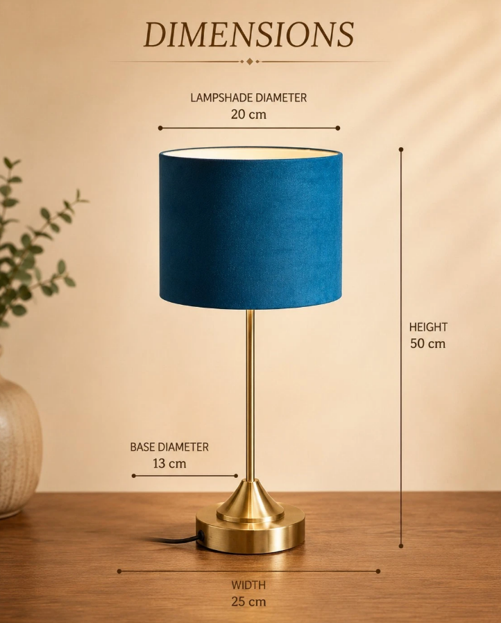 Brushed Brass & Teal Touch Lamp