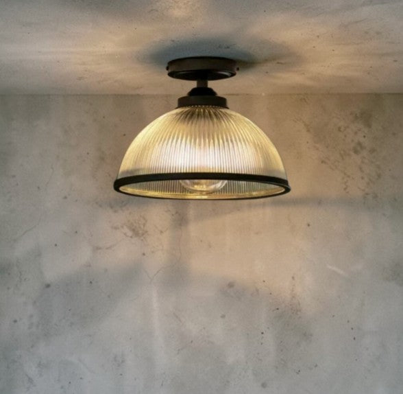 Ribbed Glass Flush Ceiling Light