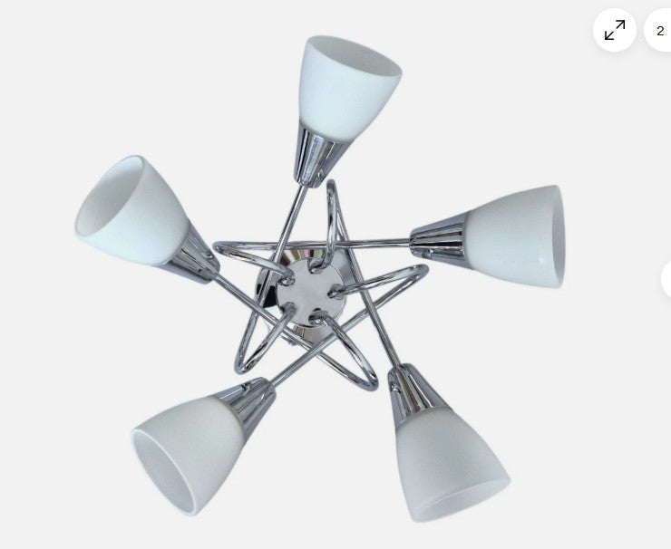 Chrome Glass 5 Light Ceiling Light