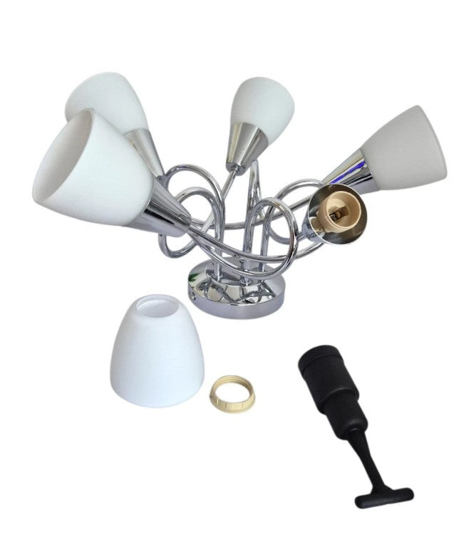 Chrome Glass 5 Light Ceiling Light