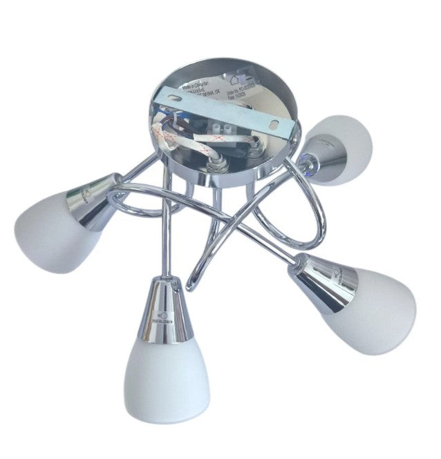 Chrome Glass 5 Light Ceiling Light