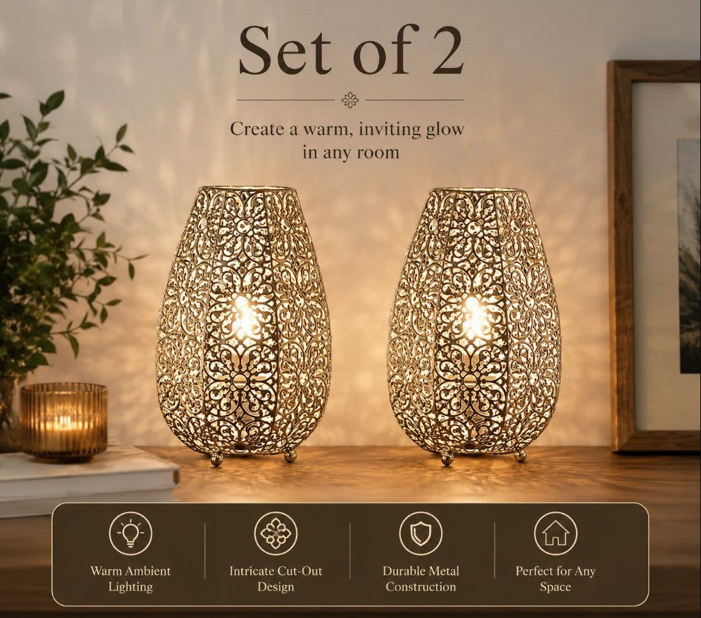 Pair Fretwork Table Lamps